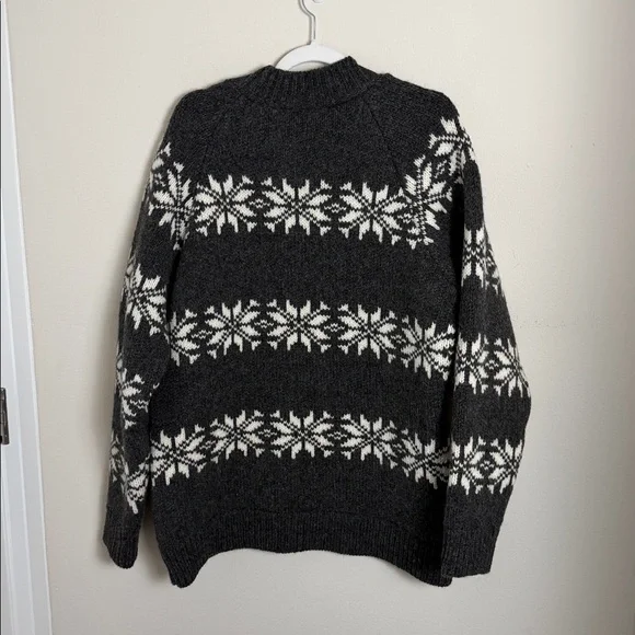 Norwool Fair Isle Snowflake Wool Crewneck Sweater Size XL